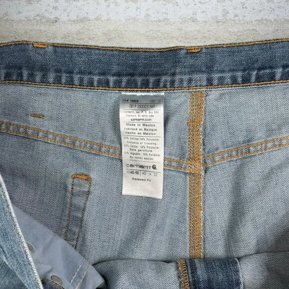 Vintage 90s Carhartt Jeans 42x32 Relaxed Fit Light Wash Denim - Picture 4 of 6